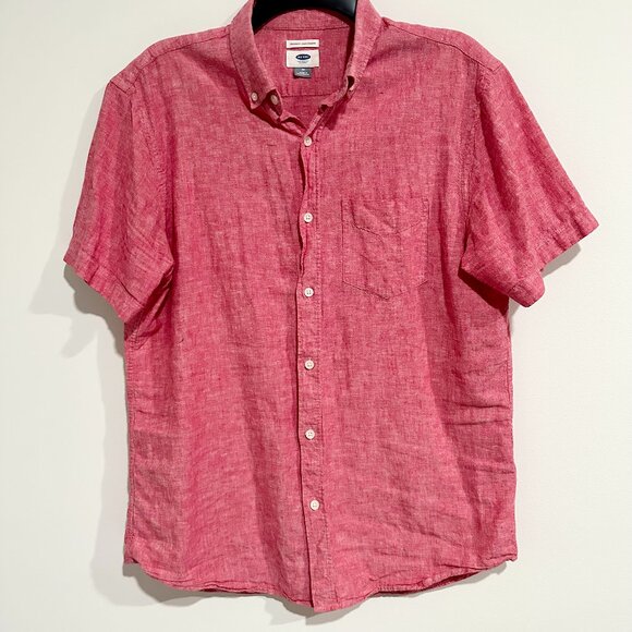 Old Navy Regular Fit Coupe Standard Red Button Down Men Shirt Size M - Picture 9 of 9